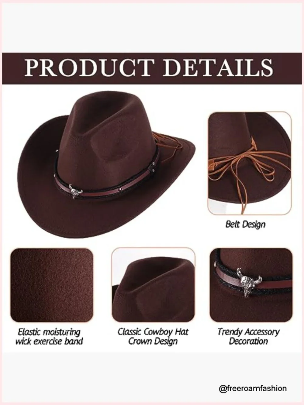 9 Unisex Cowboy Hats with Strap, Faux Felt Western Hats for Party Costume